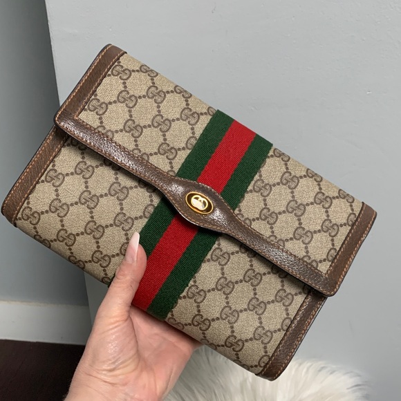 Authentic vintage 1980’s Gucci Sherry Line Ophidia clutch w/ free conversion kit - Picture 4 of 17